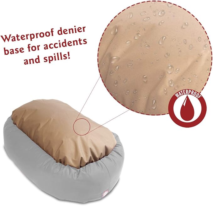 Majestic Pet 24 Inch Suede Calming Dog Bed Washable 24x19x7 (Inch) – Cozy Soft Round Donut Dog Bed with Spine Support for Dogs to Rest Their Head - Pet Bed Small – Stone