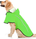 Flashseen Dog Rain Coat, Waterproof Dog Raincoat with Removable Hoodie, Pet Rain Jacket with Reflective Strip, Adjustable Lightweight Dog Hooded Raincoats for Large Dogs