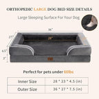 Comfort Expression Orthopedic Dog Bed for Large Dogs 36x27 Inch, Waterproof Supportive Memory Foam Large Pet Bed with Removable Bolsters, Dog Couch with Washable Cover & Non-Slip Bottom, Leaden Grey