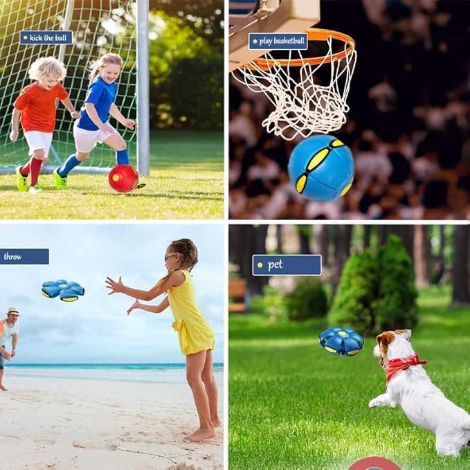 Doggy Disc Ball for Small Medium Large Dogs, Portable Interactive Flying Saucer Ball Stomp UFO Magic Balls, Decompression Pop Up Dog Toys Balls for Outdoor Sports Gifts (Blue-Green)