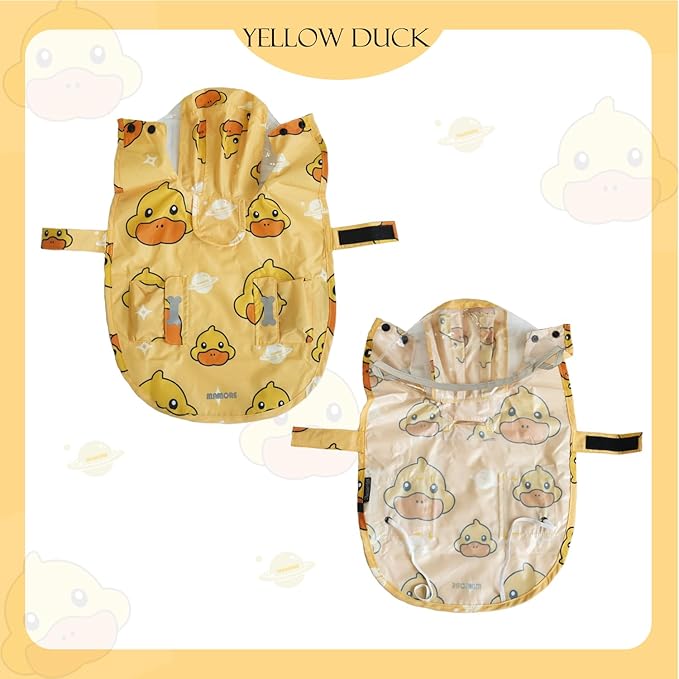 Dog Raincoat,Waterproof Rain Poncho with Hoodie, High Reflective Adjustable Pet Rain Jacket with Leash Hole for Small Medium and Large Dogs (Yellow Duck, Small)