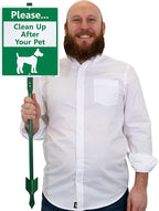 SmartSign Please Clean Up After Your Dog Sign, Dog Poop Signs for Yard 10 x 12 Inches Aluminum Sign With 3 Feet Stake
