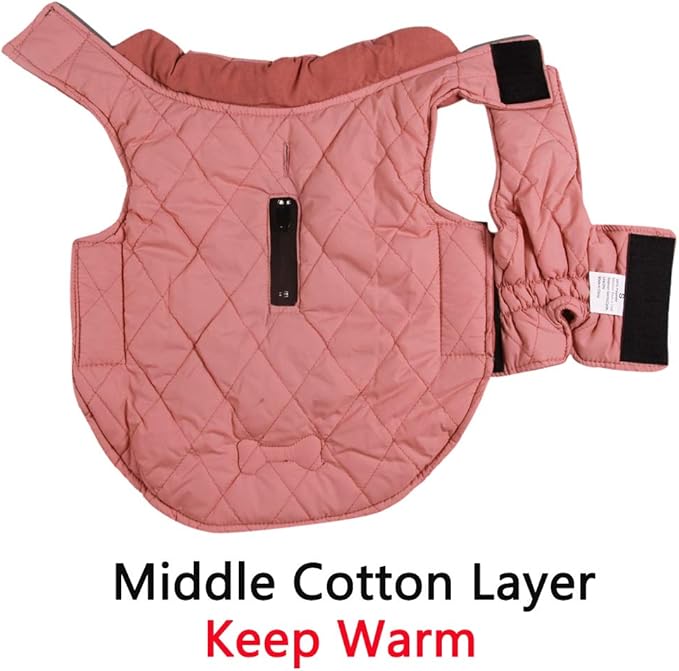 Reversible Dog Coats for Small Dogs Waterproof Warm Puppy Jacket for Cold Winter,Pink S