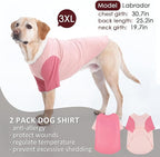 2 Pack Dog Shirt for Large Dogs XXL - Soft Breathable Cotton Tees, Freedom of Movement Prevents Overheating Clothes for Border Collie, Pitbull, Boxer,Sleep, Hiking, Play, Casual Wear, Pink