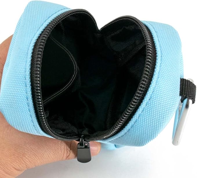 COOWONE Dog Treat Pouch for Training, Portable Dog Walking Bag Built in Poop Dispenser, Pocket Sized Pet Pouches, Doggie Puppy Snack Rewards Bag, Treat Carrier Holder with Clip (Blue)