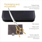 Curved Dog Grooming Scissors Professional 7" Grooming Shears for Dogs Pet Right Handed Groomer Japan 440C Stainless Steel (7 in Curved, Gold)