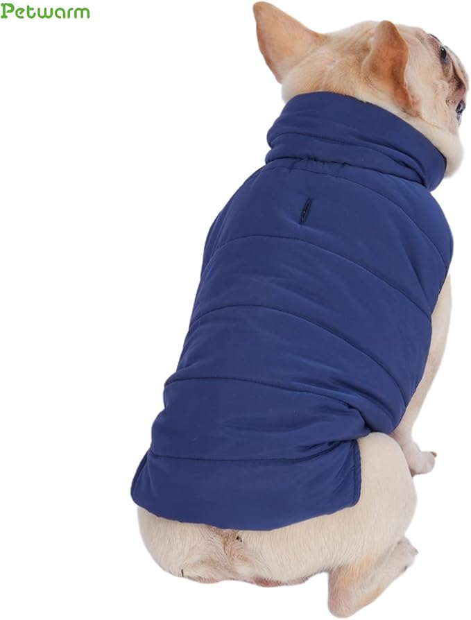 PetWarm Reversible Dog Cold Weather Coats, Waterproof Dog Puffer Vest, Vest for Dogs with Hook-and-Loop Strap, Windproof Outdoor Coat for Winter Walks and Snowy Days, Blue, XL