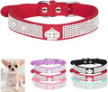 Serijoars Small Dog Collar with Rhinestone Crystal Diamond Colorful Bling Girl Puppy Cat Collars (M, Red4)