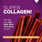 Natural Farm Odor-Free Super Collagen Dog Chews (6-Inch, 25-Pack) The First Ever Real Bull Sticks Alternative: 100% Natural Angus Hide Collagen Treats - More Protein, More Chew Time for All Dogs