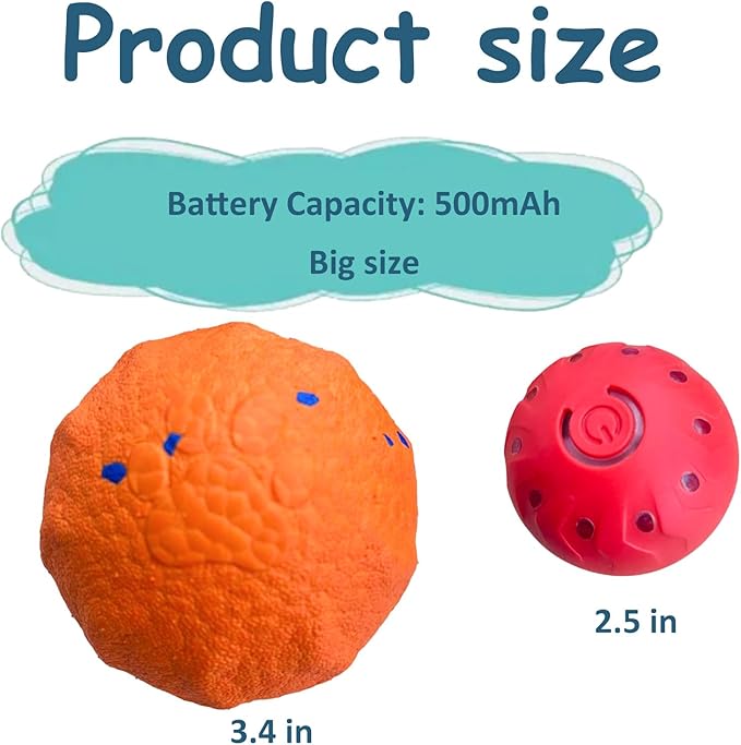 2025 Upgraded Interactive Dog Toys for Aggressive Chewers,E-TPU Interactive Dog Balls Moving Dog Toys to Keep Them Busy,Dog Chew Toys for Dogs,Automatic Rolling Activated Dog Toy Ball Pet Supplies
