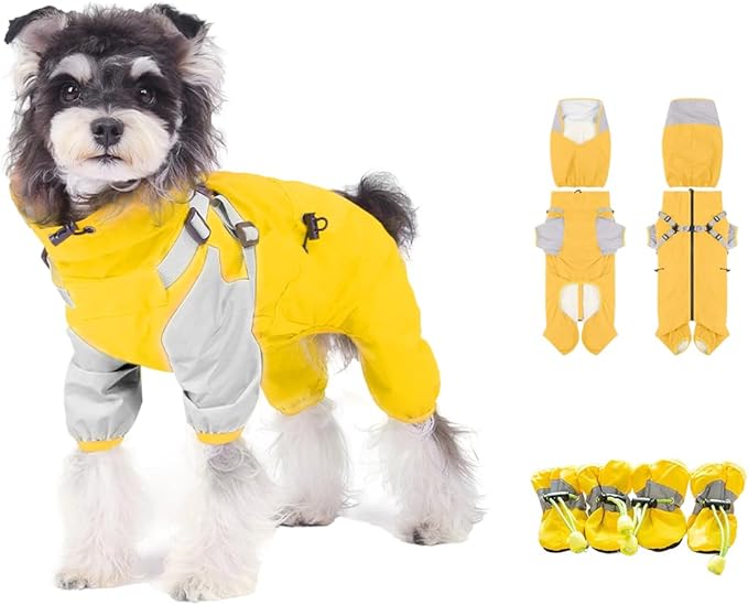 Waterproof Dog Raincoat with Windproof Design Adjustable Fit for Small Medium Large Dogs, Puppies Includes Anti-Slip Dog Shoes for Hardwood Floors and Water Protection, Light-Weight (XL)