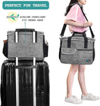 PetAmi Dog Travel Bag - Organizer with Food Container, Bowls & Accessories for Weekend Camping, Cat Diaper Bag (Grey, Medium)