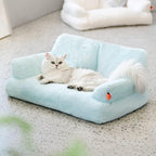 MEWOOFUN Cat Bed for Indoor Cats, Washable Dog Beds for Small Dogs & Cats, Fluffy Cat Couch with Non-Slip Bottom (Blue, 26.0" L x 19.0" W x 13.0" Th)