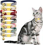 Personalized Breakaway Cat Collars - Magnetic Buckle, Bell - Safety Quick Release, Customized for Girls & Boys Cats- (Houndstooth-Black)
