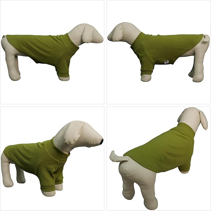 Lovelonglong Ribbed Dog T-Shirt Cotton Knitted Dog Sweaters for All Season Pet T-Shirts for Large Medium Small Dogs Olive Green S