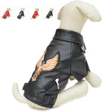 Lovelonglong Cool Dog Leather Jacket, Warm Coats Dogs Windproof Cold Weather Coats for Large Medium Small Dogs with Eagle Embroidery Black B-S