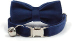 Personalized Cat Collar with Bells,Velvet Customized Small Cat Collar with Name Tag,Pet Collar with Name Phone Number Engraved ID Tags for Boy and Girl Kitten Cats (Tibetan Blue)