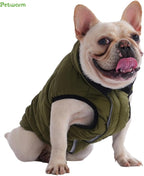 PetWarm Reversible Dog Winter Coat, Windproof Dog Puffer Vest, Soft Vest for Dogs with Hook-and-Loop Strap for Easy Dressing, Waterproof Coat for Dogs with Adjustable Fit, Green, 2XL
