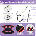 Dog Grooming Arm with Clamp, Heavy Duty Pet Grooming Table Arm with Grooming Hammock, Loop Noose & Two No-Sit Haunch Holder, 36" Height Adjustable for Medium & Small Pets, Black