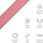 Nina Woof Rio Pink Vegan Leather Dog Collar - Padded Luxury Adjustable Buckle Collar - Sustainable, Cruelty-Free, for Small to Large Dogs