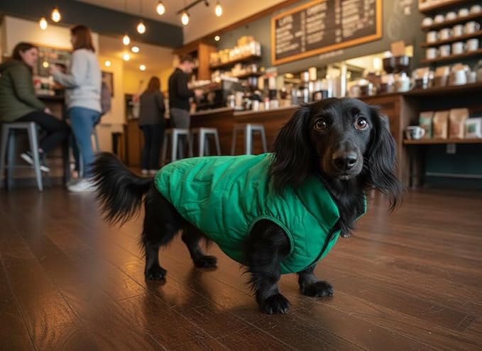 ASENKU Dog Winter Coat - Waterproof Windproof Dog Jacket, Warm Snowproof Doggie Puffer Vest for Cold Weather, Lightweight Snow Coats for Small Medium Large Dogs (S, Green)