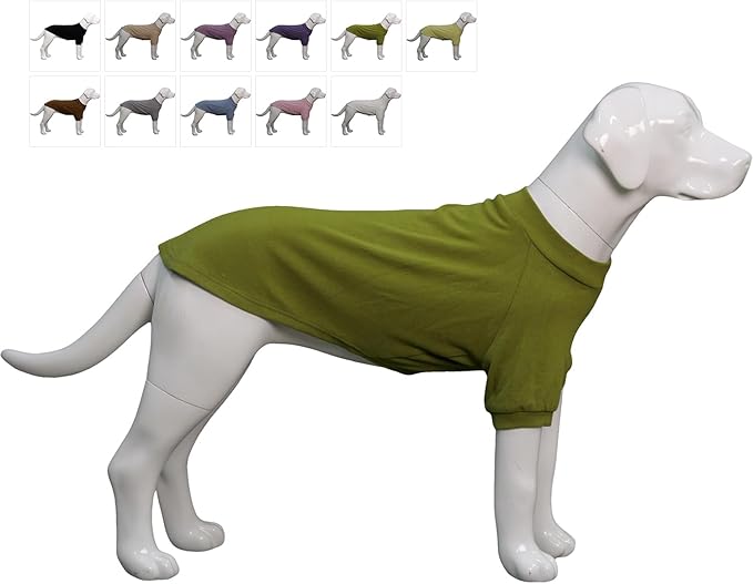 Lovelonglong Ribbed Dog T-Shirt Cotton Knitted Dog Sweaters for All Season Pet T-Shirts for Large Medium Small Dogs Olive Green S