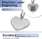 Dog Tags Personalized for Pets,Dog Name Tags QR Code,No Subscription Fees,Modifiable Pet Online Profile,Stainless Steel,No App Required,for Dogs and Cats Small,Medium,Large(Heart,Regular)