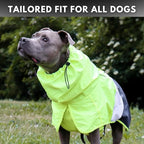 Spark Paws Dog Raincoat, Waterproof Windproof Rain Jacket, for Small Medium Large Extra Large Dogs, Reflective Breathable Full-Body Coverage Dry Suit - Neon White Navy Blue, 3XL