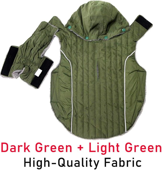 Fleece Dog Hoodie for Large Dogs Super Warm Doggie Jacket for Cold Winter Dog Coats,Green XL