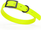 Dogline Biothane Waterproof Dog Collar Strong Coated Nylon Webbing with Black Hardware Odor- Proof for Easy Care Easy to Clean High Performance Fits Small Medium or Large Dogs, Safety Yellow