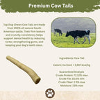 Top Dog Chews - 6 Inch Cow Tails, High-Protein Dog Treats, 100% Naturally Sourced Dog Chew from Free Range Grass-Fed Cattle, Beef Bull Puppy Treats