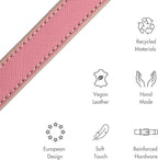 Nina Woof Rio Vegan Leather Dog Leash (4ft) Padded Luxury Dog Lead - Dog Leash Large Dogs, Dog Leashes for Medium Dogs & Ideal Long Dog Leash and Compatible with Dog Collars (Pink)