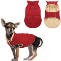 ASENKU Warm Dog Winter Coat, Waterproof Dog Coat for Cold Weather, Fleece Dogs Jacket with Ultra Thick Plush Lining Leash Hole Storage Pockets for Small Dogs (Red, Small)
