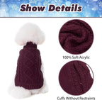 BINGPET Thermal Knitted Dog Sweater for Small Medium Large Dogs,Winter Dog Cat Coat Warm Sweartershirts Outfits,Classic Cable Knit Turtleneck Pullover Dog Jumper Coat Warm Sweartershirts