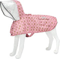 Waterproof Dog Raincoat, Adjustable Reflective Lightweight Pet Rain Clothes with Poncho Hood (Gold Cheery Blossoms Pink, X-Large)
