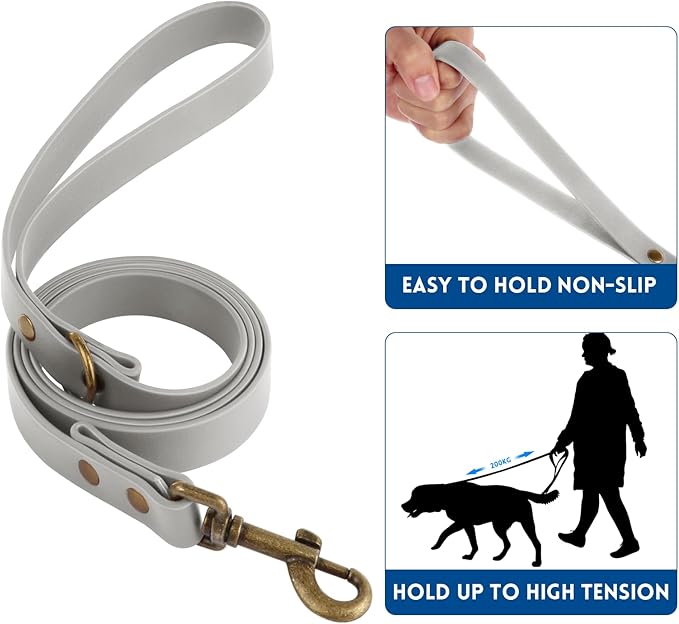 Wisedog Dog Collar and Leash Set, Waterproof Adjustable Puppy Collars with Cute Tag 6FT Dog Leash with Poop Bag for Small Medium Large Dogs (XS(Collar:8.5"-12";Leash:4 ft), Grey)