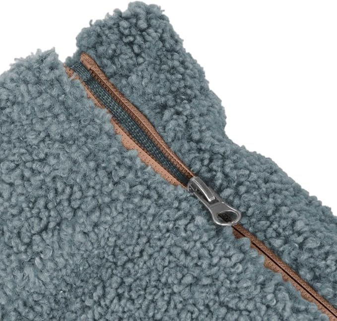 Gooby Sherpa Vest Dog Sweater - Stone Blue, Small - Warm Fuzzy Fleece Step in Dog Jacket Without Ring Leash for Small to Medium Dogs