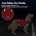 Mihachi Dog Coat for Medium Dogs, Warm Dog Winter Coat Waterproof Dogs Jacket with Harness Built in Reflective Pet Fleece Vest, Puppy Cold Weather Coats Turtleneck & Windproof Dogs Snowsuit, Red M
