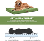 Outdoor Extra Large Dog Crate Bed, XXL Waterproof Dog Bed for Giant Breeds Dogs, 47x29 Inch Orthopedic Egg Crate Foam Pet Mat with Removable Cooling Cover, Light Green