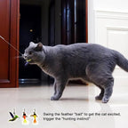 TTcat Cat Feather Toys Replacement,3 Pcs Hummingbird Insect Feathers Refills for Cat Wands.