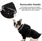 Morezi Dog Zip Up Raincoat with Reflective Buttons, Rain/Water Resistant, Adjustable Drawstring, Removable Hood, Raincoats with Legs 8lbs to 80lbs Available - Black - L