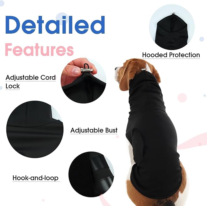 X-Large Dog Calming Shirt Adjustable with Chest,Sleeveless Lightweight for Walking | Separation Anxiety Vest for Fear of The Environment,Soft Breathable for All-Seasons(Black)