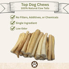 Top Dog Chews - 6 Inch Cow Tails, High-Protein Dog Treats, 100% Naturally Sourced Dog Chew from Free Range Grass-Fed Cattle, Beef Bull Puppy Treats