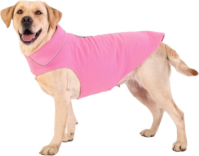 Fleece Dog Coat Winter Pet Jacket Reflective for Cold Weather for Large Medium Small Dogs(Pink,XL)