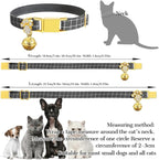 Personalized Breakaway Cat Collars - Magnetic Buckle, Bell - Safety Quick Release, Customized for Girls & Boys Cats- (Checkered-Grey)
