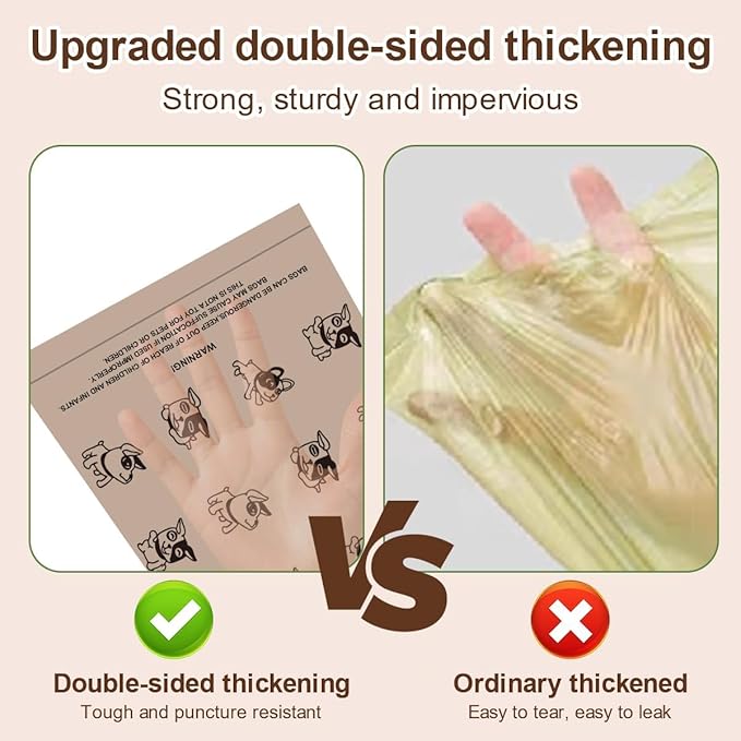 Thick Strong Leak Proof Waste Bag for Dogs with Holder-270 CoffeeLarge Poop Bags,Biodegradable Dog Poo Bags with Corn Starch Blended Compostable Bag