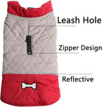 Reversible Dog Coats for Small Dogs Waterproof Warm Puppy Jacket for Cold Winter,Red and Grey S