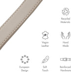 NINA WOOF Copenhagen Leather Dog Collar - Handmade with Vegan Soft Leather Round Padded Collar with Adjustable Buckle for Extra Small, Small, Medium, and Large Dogs - Color Beige, Medium