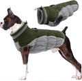 Lelepet Dog Coat Warm Dog Winter Coat Waterproof Dogs Jacket with Harness Built in Reflective Pet Fleece Vest Zip-Up Cold Weather Coats for Large Dogs Turtleneck Windproof Boston Terrier Army Green L