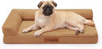 Orthopedic Dog Bed Medium Size Dog, Memory Foam Pet Bed for Small and Medium Dogs, Removable and Washable Microsuede Cover, TPU Waterproof Liner, Nonskid Bottom, 35x23x6 Inches, Khaki